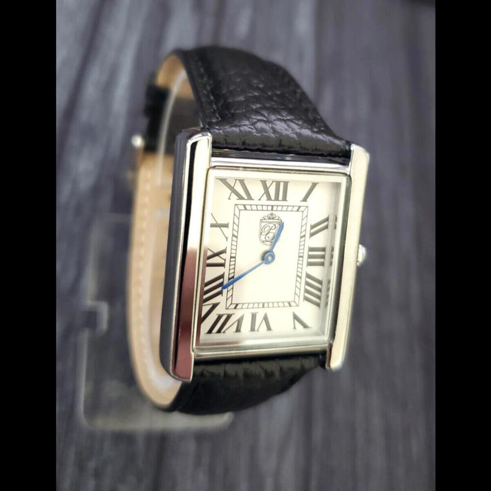 Iconic Pierre Lucerne 1888 Men Classic Tank Watch Black Band - Picture 9 of 16